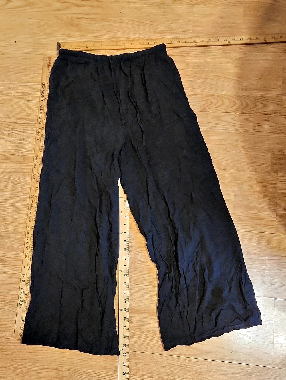 Women's Wide Leg Cotton Linen pallazo Pants With Pockets in Black